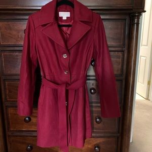 Michael Kors Red Wool Blend Coat